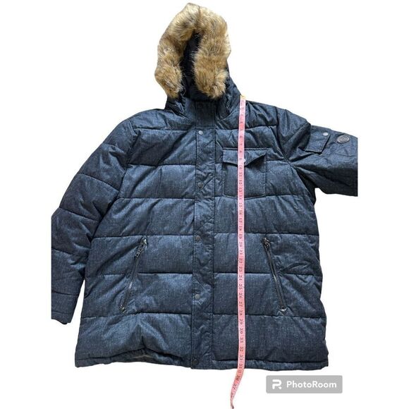 Nautica Men’s Big & Tall Blue Commuter parka Faux-Fur Trimmed Hood Size 2X - Picture 12 of 15